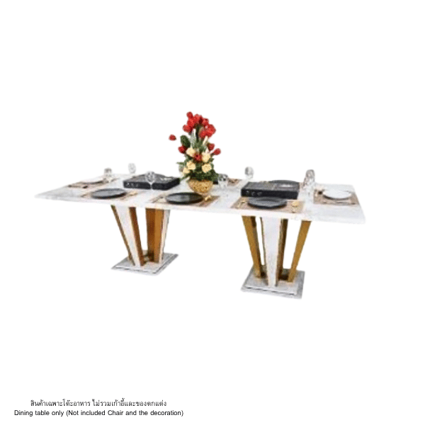 โต๊ะอาหารหินอ่อน WISDOM DESIGN FURNITURE รุ่น JOLIE 200 ซม. สีมาร์เบิ้ล/ทอง